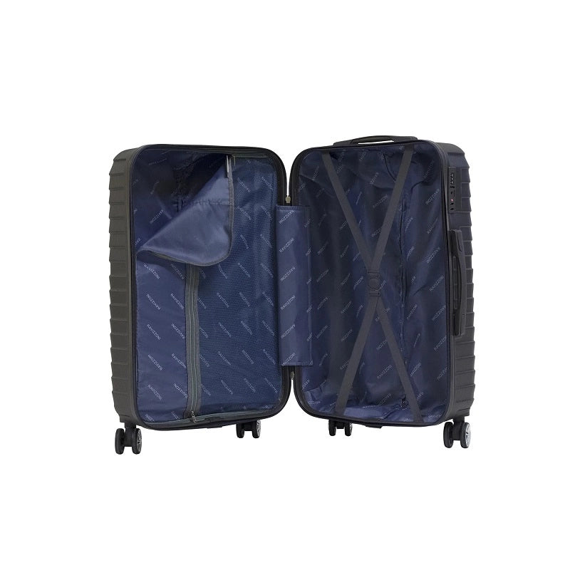 Trolley valigia in ABS rigido, 4 doppie ruote grigio, 55x40x20cm Lisabo