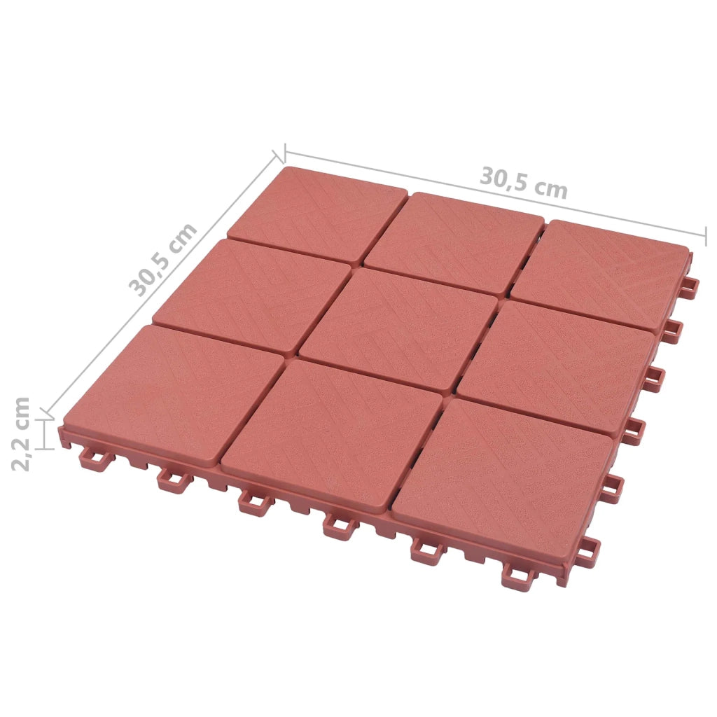 Piastrella per Decking 10 pcs Rosso 30,5 x 30,5 x 2,2 cm 42046713