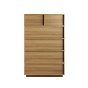 Cassettiera con 6 cassetti e guide metalliche - per camera da letto - in MDF e truciolare - 80 x 48 x 127 cm - rovere