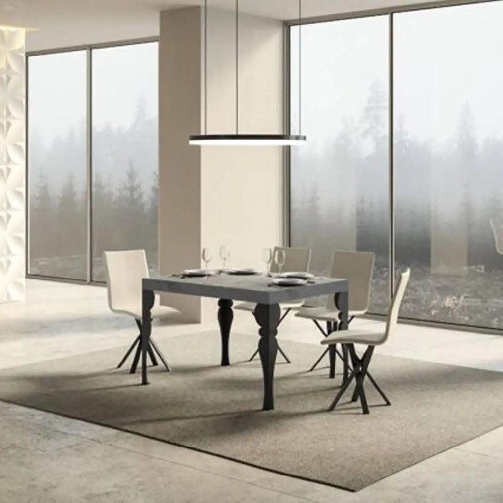 Tavolo allungabile 130/390x90 cm Paxon colore cemento gambe antracite