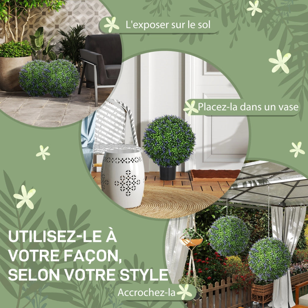 Set 2 Sfere Topiarie Artificiali UV ¨C Xylo ¨C Viola e Verde ? 42 cm