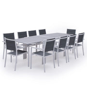 LAMPEDUSASet di mobili da giardino allungabili in textilene grigio 10 posti - alluminio bianco