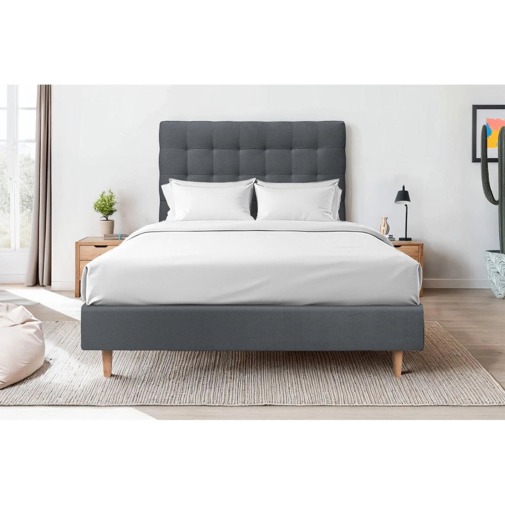 Testiera in tessuto velluto grigio antracite imbottita L135 cm