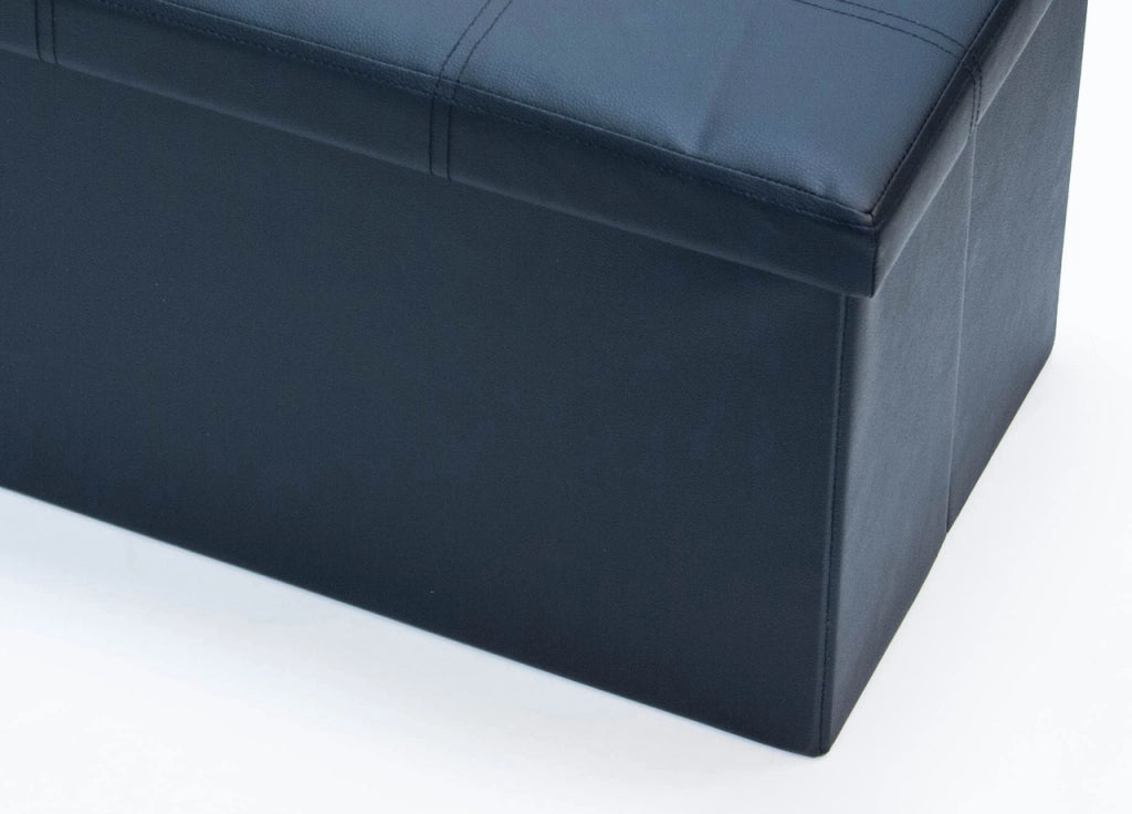 Pouf Contenitore Imbottito Pieghevole In Ecopelle Modello Double Colore Nero