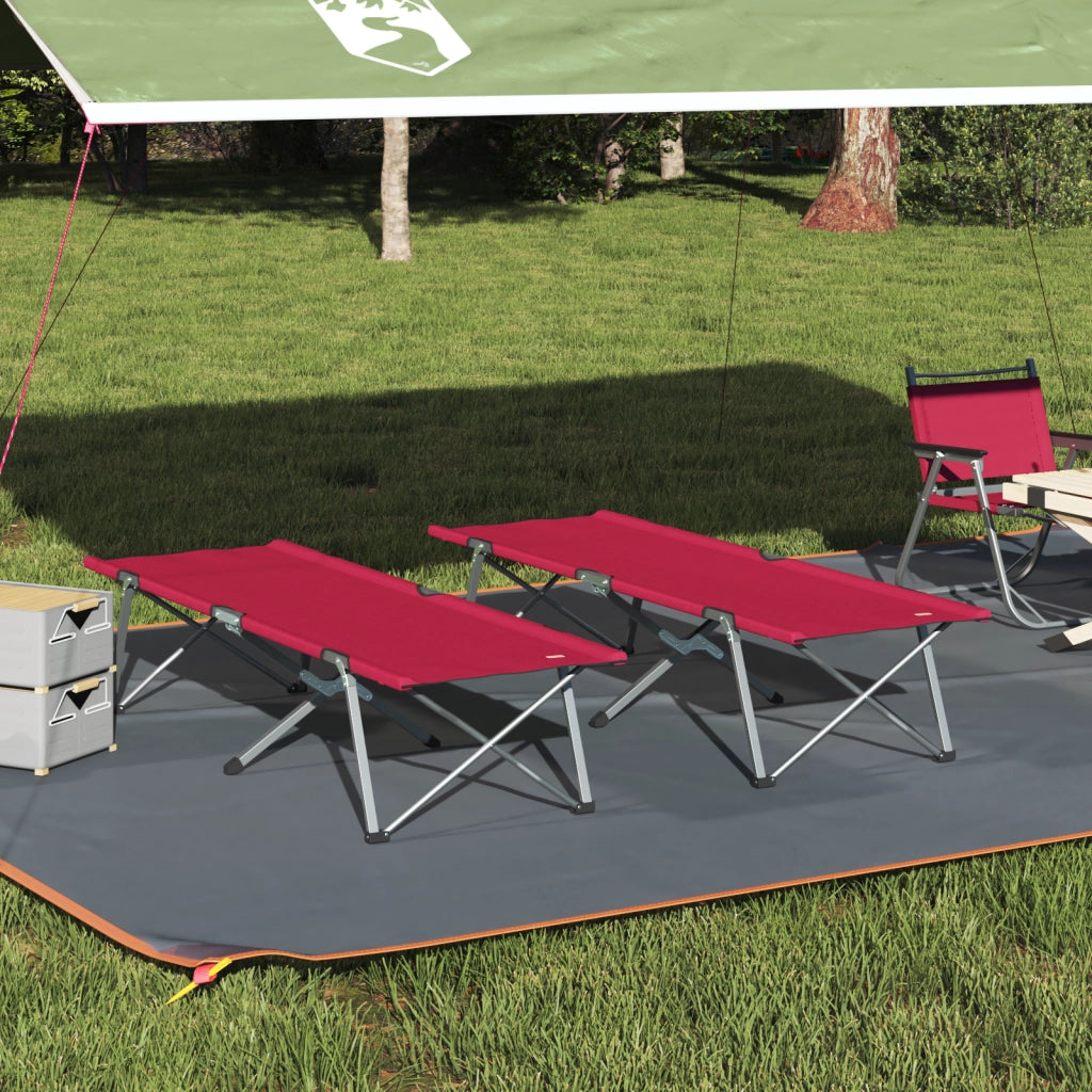 Letto Pieghevole da Sdraio Rosso Metallo, Tessuto Standard