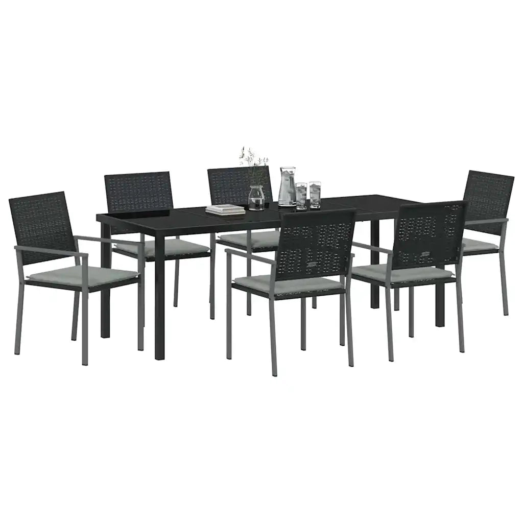 Set da Pranzo per Giardino 7 pcs Nero e Grigio Chiaro 3379077