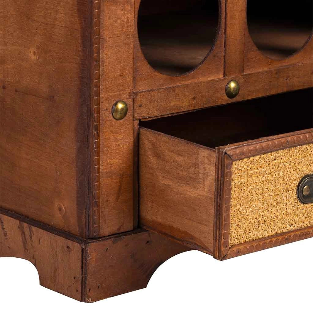 Baul porta bottiglie in legno marrone 44x30x85h cm