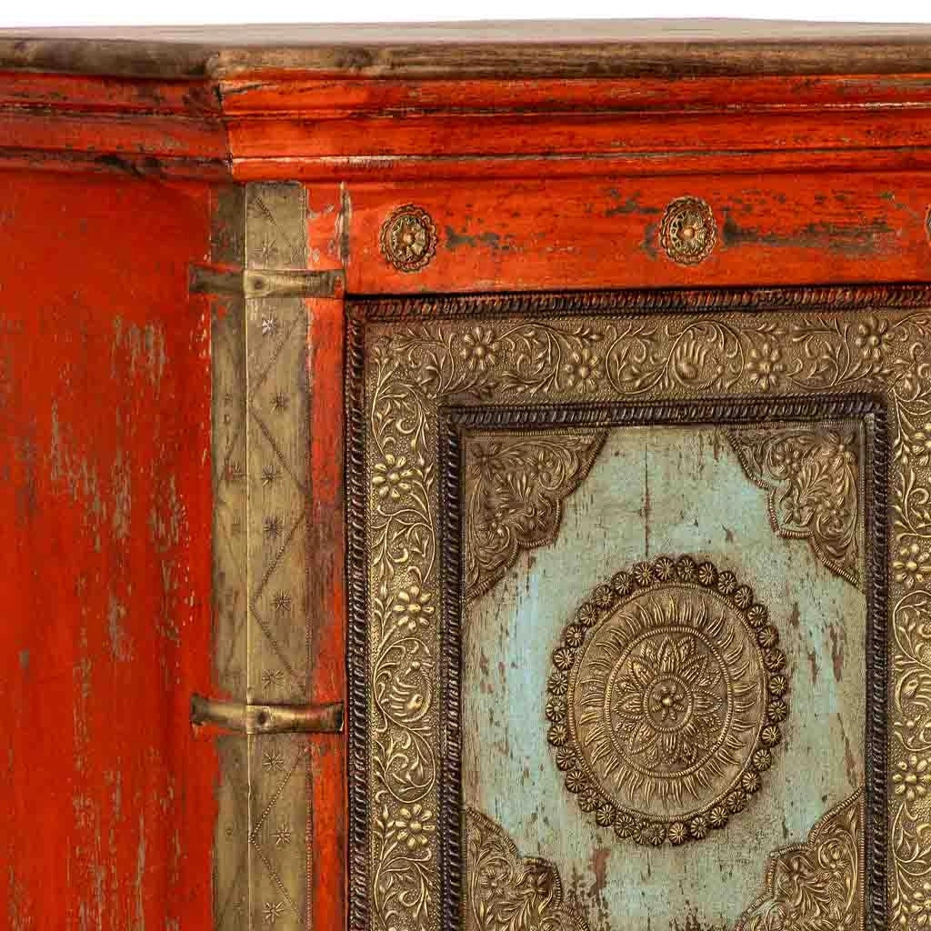 Armadio artigianale in legno rosso 53x40x149h cm