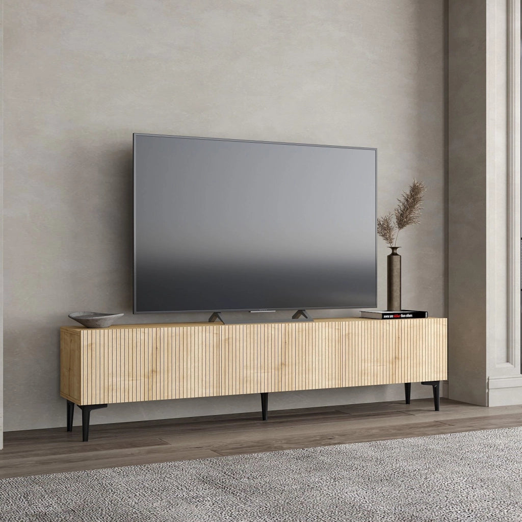 Porta TV in legno "Oscar" - 180 x 31 x 45 cm - Marrone chiaro
