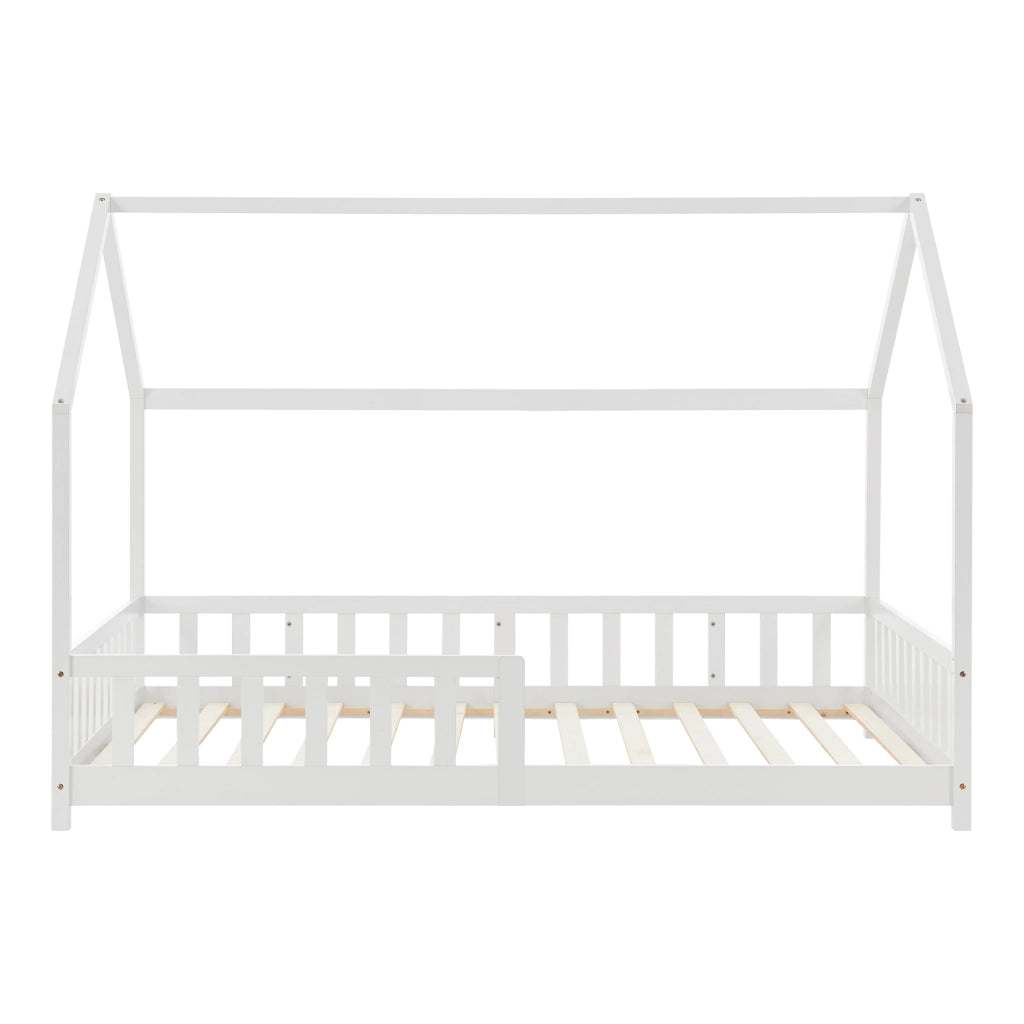 Letto Singolo Hesel per Cameretta Forma di Casetta con Materasso 90 x 200 cm Bianco [en.casa]