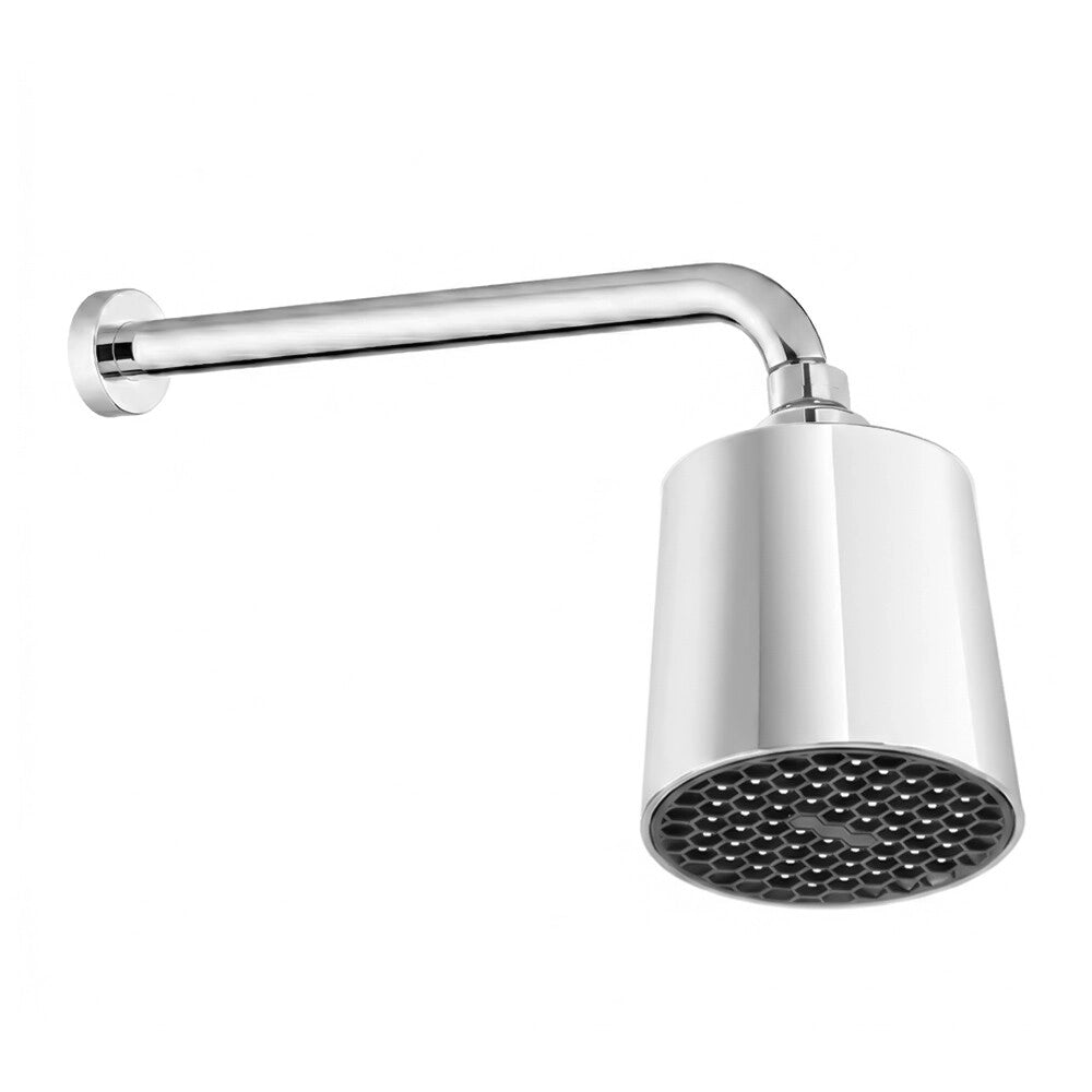 Set doccia cromo con braccio 25 cm e soffione in abs design tondo