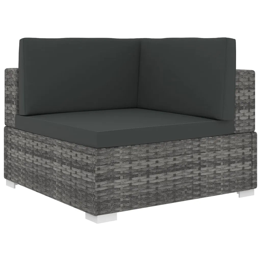 Poltrona Modulare ad Angolo 1 pz con Cuscini Polyrattan Grigio cod mxl 67033