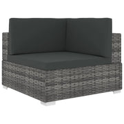 Poltrona Modulare ad Angolo 1 pz con Cuscini Polyrattan Grigio cod mxl 67033