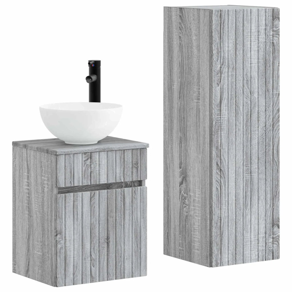 Set di mobili per il bagno 2 pz Sonoma grigio 3406139