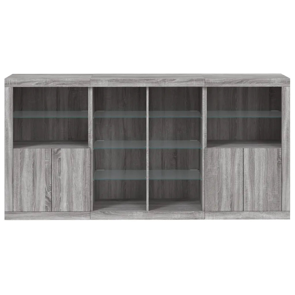 Credenza con Luci LED Grigio Sonoma 202x37x100 cm 3209189