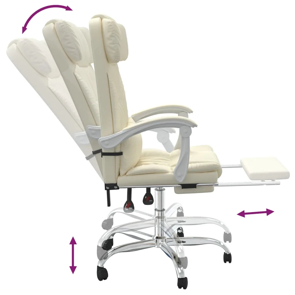 Poltrona da Ufficio Reclinabile Crema in Similpelle cod mxl 18714