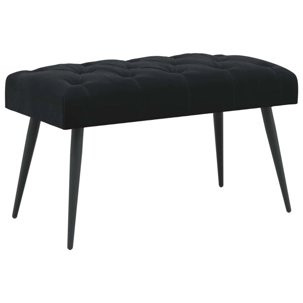 Panchina con bottoni imbottiti Nero 80 x 40 x 46 cm Velluto 42038563