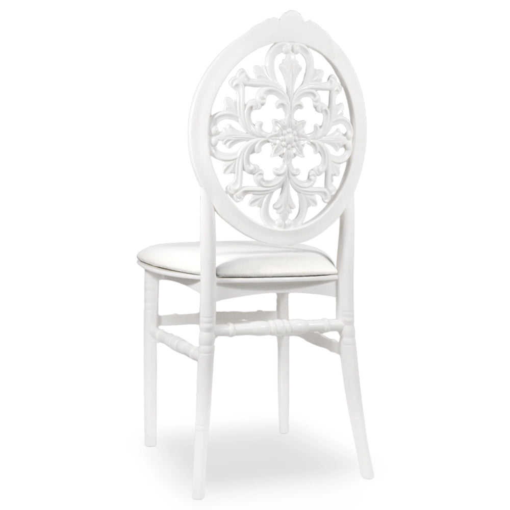 Set da 20 Sedie Venus in Plastica Bianche con cuscino similpelle bianco