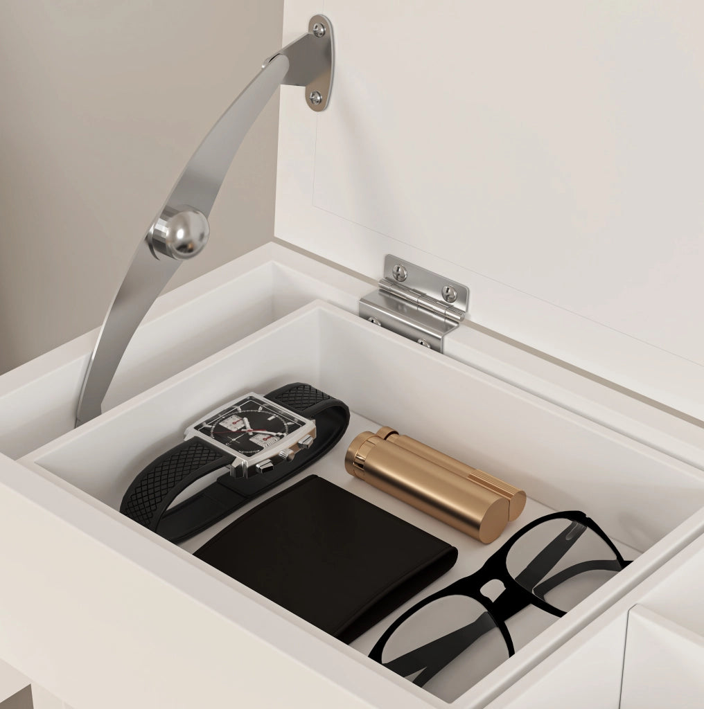 Appendiabiti da terra bianco con cassetto e ripiano scarpe