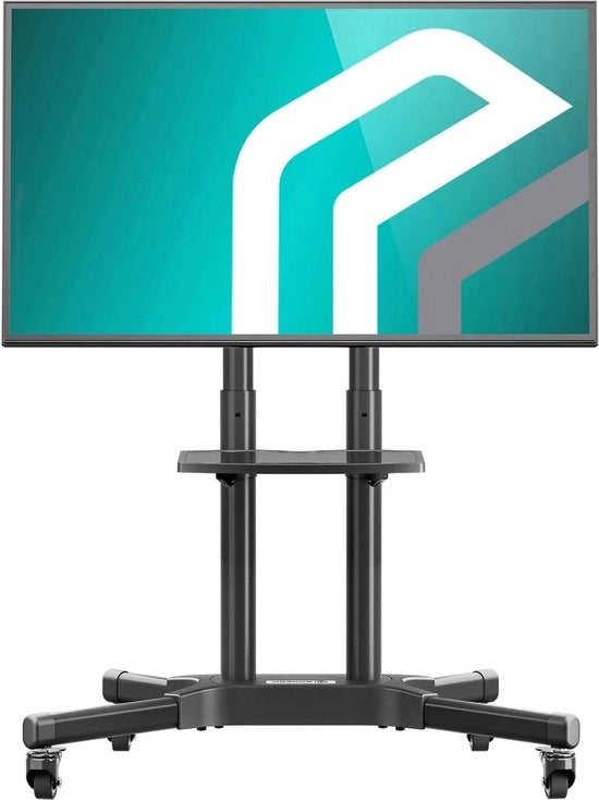 Sostegno per TV per pavimento da 32 a 65 pollici, fino a 50 kg, con ruote, VESA 100 x 100 - 600 x 400 mm, regolabile in altezza
