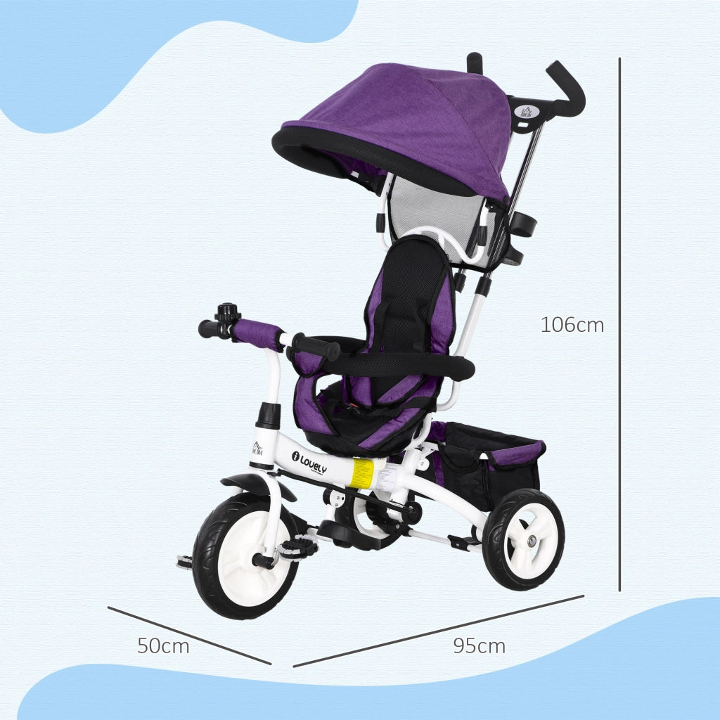 Triciclo per Bambini con Seggiolino e Cinturone di Sicurezza ¨C Zephmum ¨C Viola