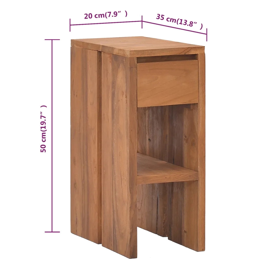Comodino | Armadio da Notte | Mobiletto da notte 20x35x50 cm in Legno Massello di Teak