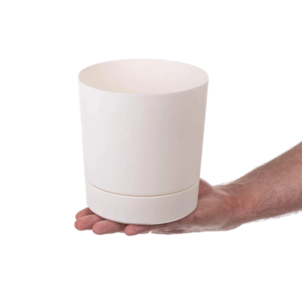 KADAX Vaso da fiori con coprivaso e sottovaso, rotondo, 14,5 cm, set da 2