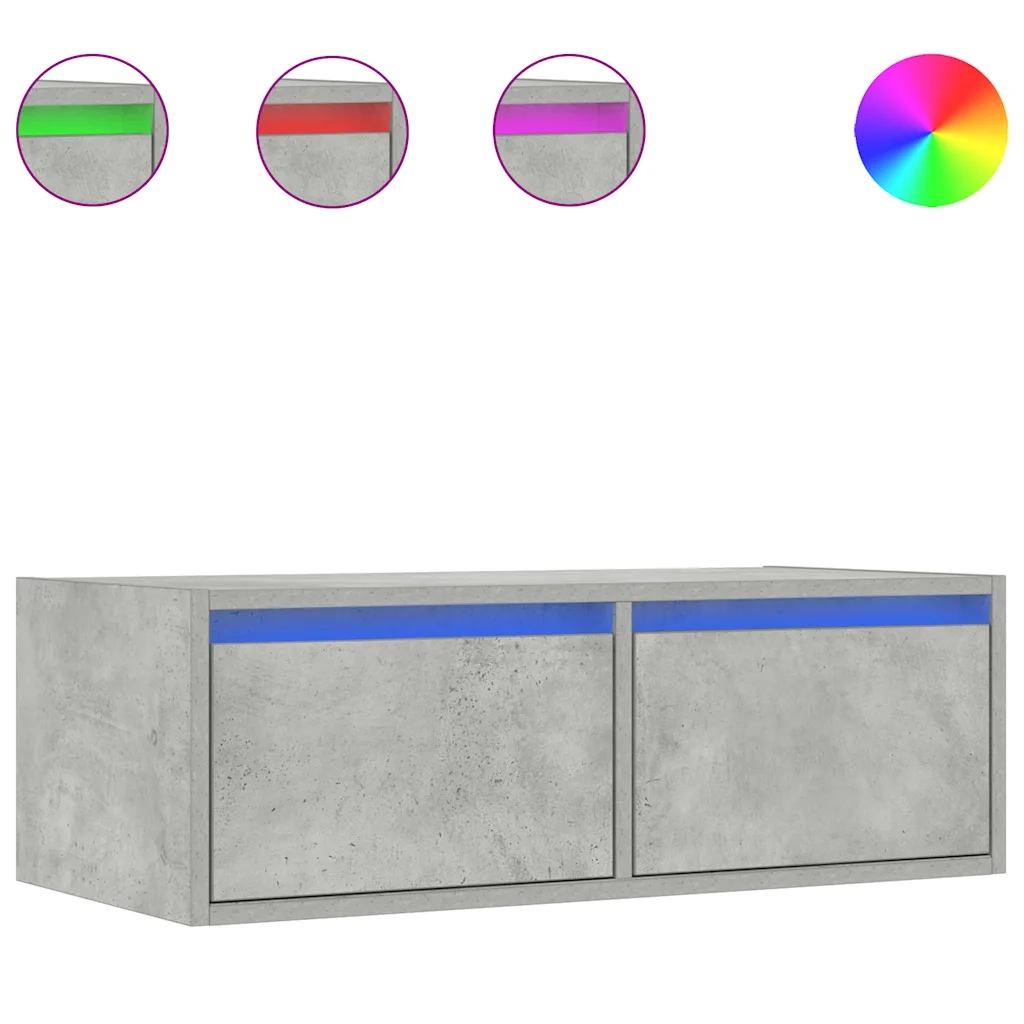 Mobile Porta TV con Luci LED Grigio Cemento 75x35,5x25 cm