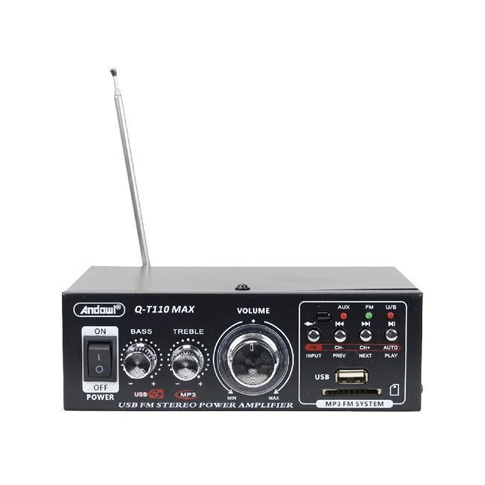 Trade Shop - Amplificatore Di Potenza Audio Stereo Hi-fi Q-t110 Max Con Riverbero Karaoke Telecomando -