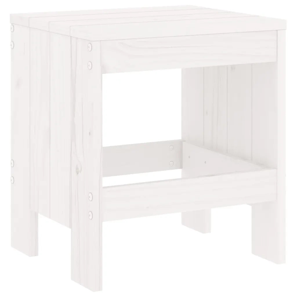 Sgabelli da Giardino 2pz Bianchi 40x36x45cm Legno Massello Pino 825339