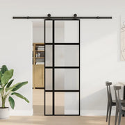 Porta Scorrevole Ferramenta 76x205 cm Vetro Temperato Alluminio 3333034