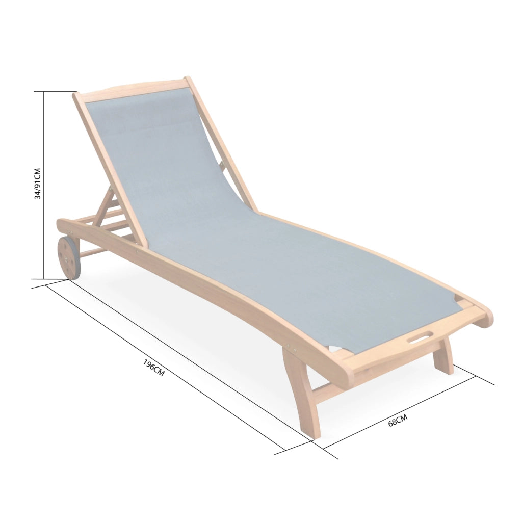 Set 2 lettini prendisole in legno multiposizione con ruote, terracotta