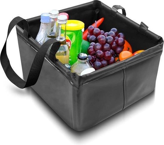 Contenitore per rifiuti pieghevole 18 L - Emiciclo - Wastebasket - Bicchiere - Contenitore esterno - Contenitore per esterno - Contenitore per accessori di campeggio - Nero Contenitore per rifiuti pieghevole