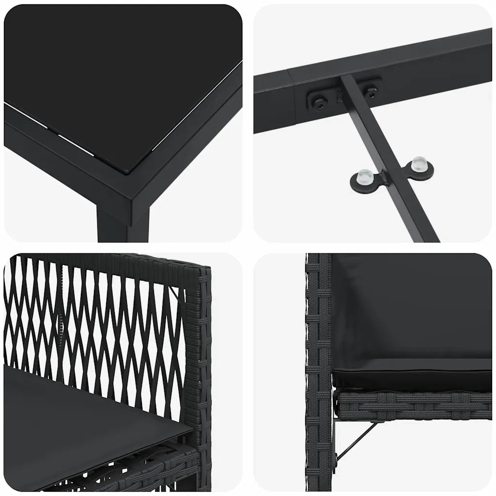 Set da Pranzo per Giardino 5 pcs Nero polyrattan 3380774