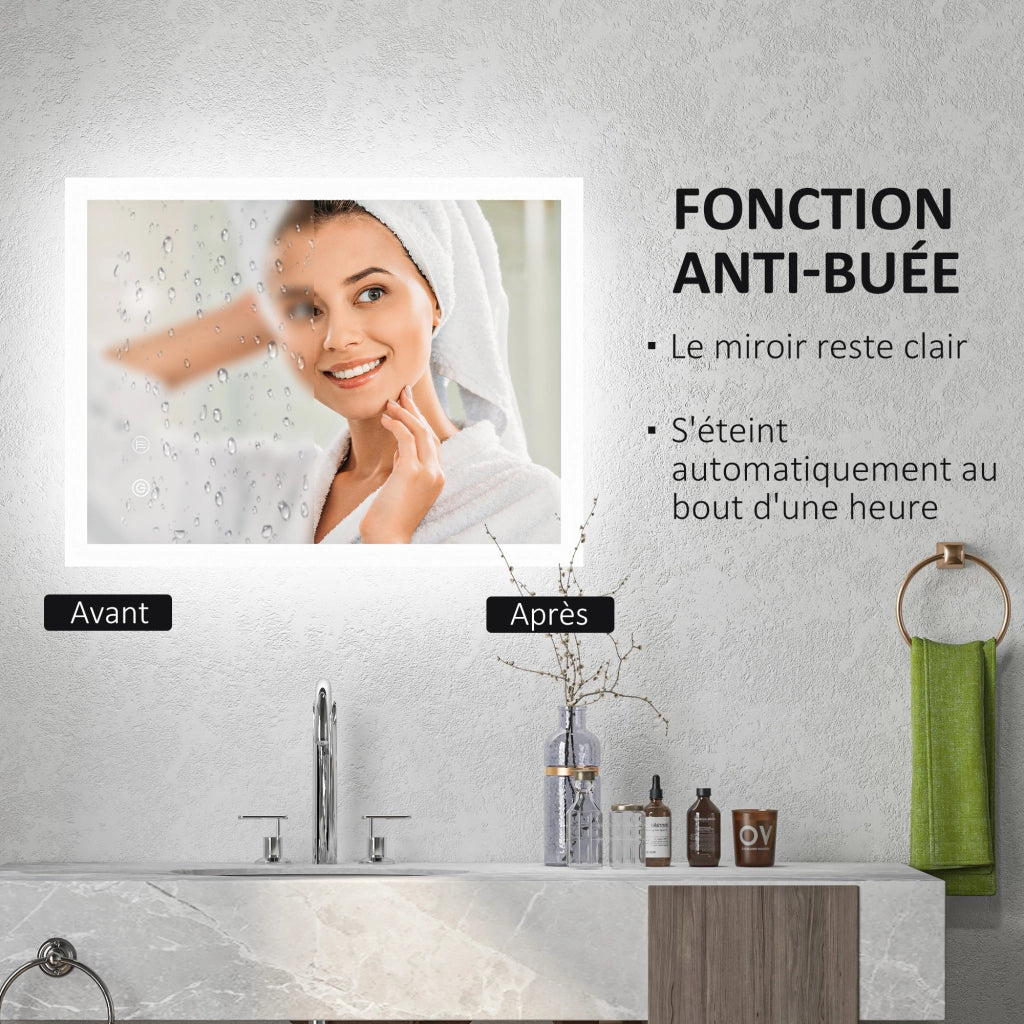 Specchio da Bagno con Luci LED ¨C Minimal ¨C Bianco 70x50 cm
