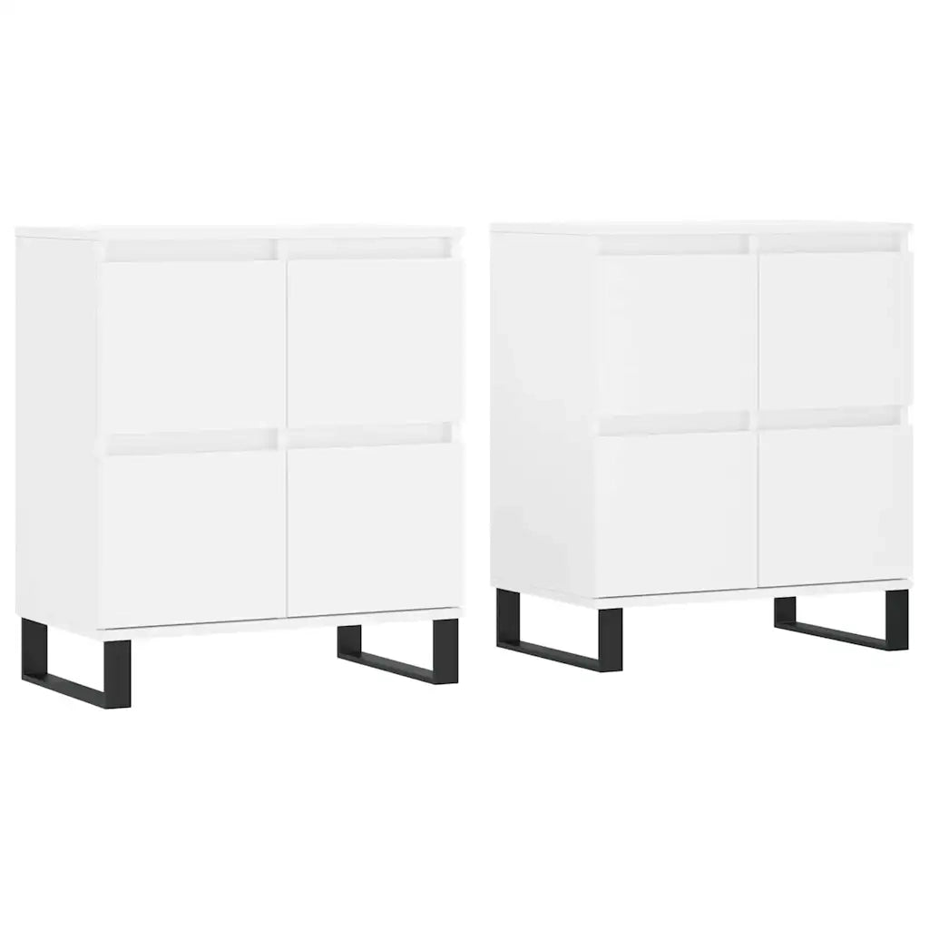 Credenze 2 pz | Madia | Buffet da pranzo | Armadio da pranzo Bianche in Legno Multistrato