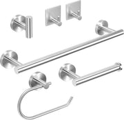 Set di asciugamani per bagno in acciaio inossidabile - 6 pezzi, montaggio a parete, 40 cm, set di accessori per bagno composto da 40 cm asciugamani per bagno + 2 contenitori per carta igienica + 3 ganci per asciugamani