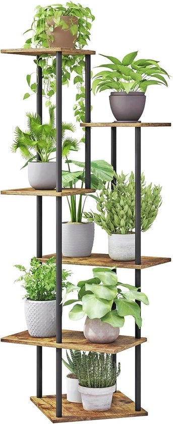 Stand per piante a 6 livelli in metallo e legno per interni - Ideale vaso per fiori per soggiorno, balcone e camera da letto