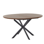 Tavolo da pranzo allungabile in legno scuro con piano in MDF nero e gambe in metallo 10/140 x 110 cm rotondo con 4 posti a sedere