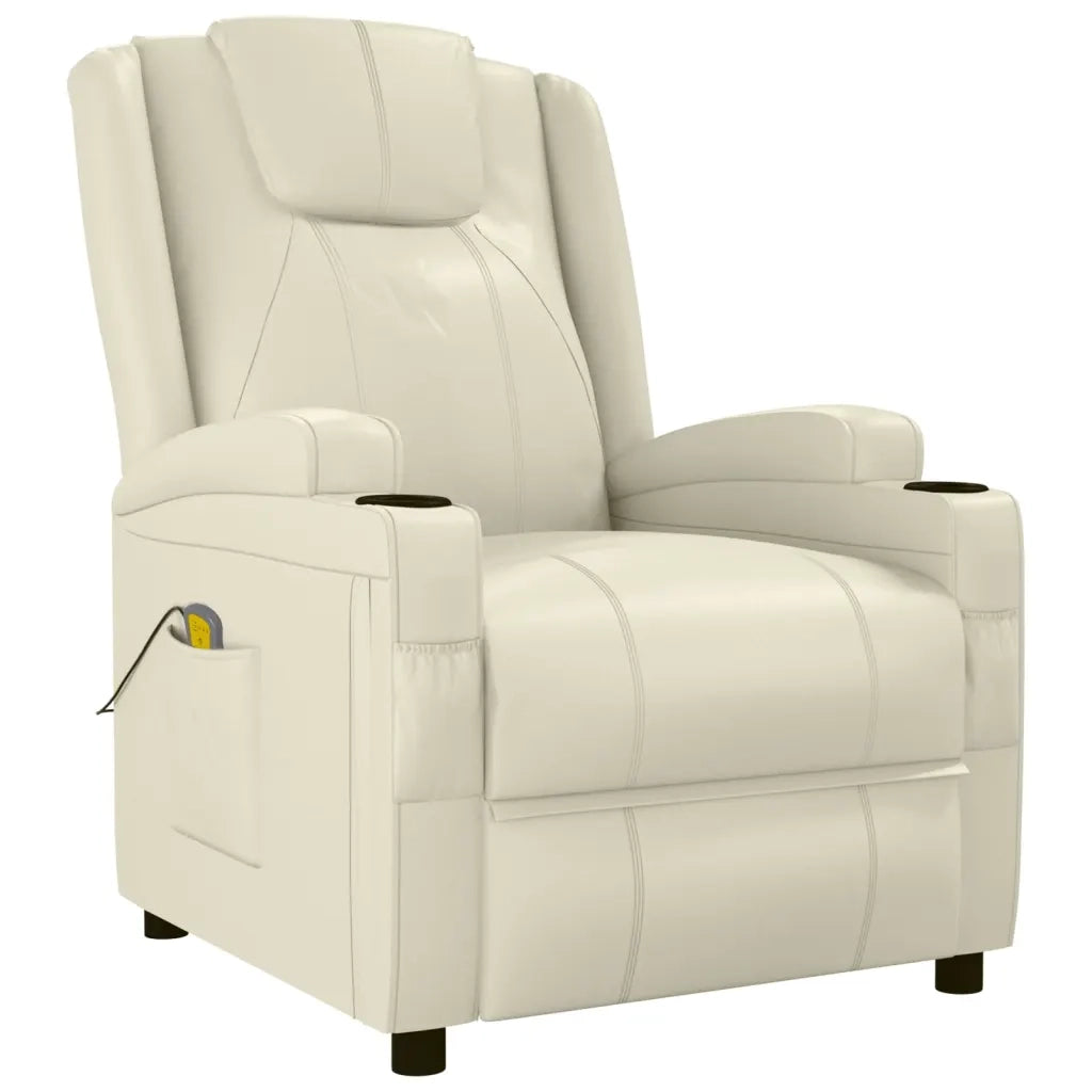 Poltrona Massaggiante Bianco Crema in Similpelle 342713