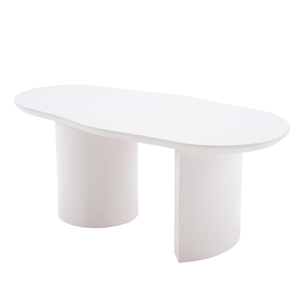 Tavolino da caff¨¨ bianco 100 cm in MDF con piano irregolare e finitura laccata