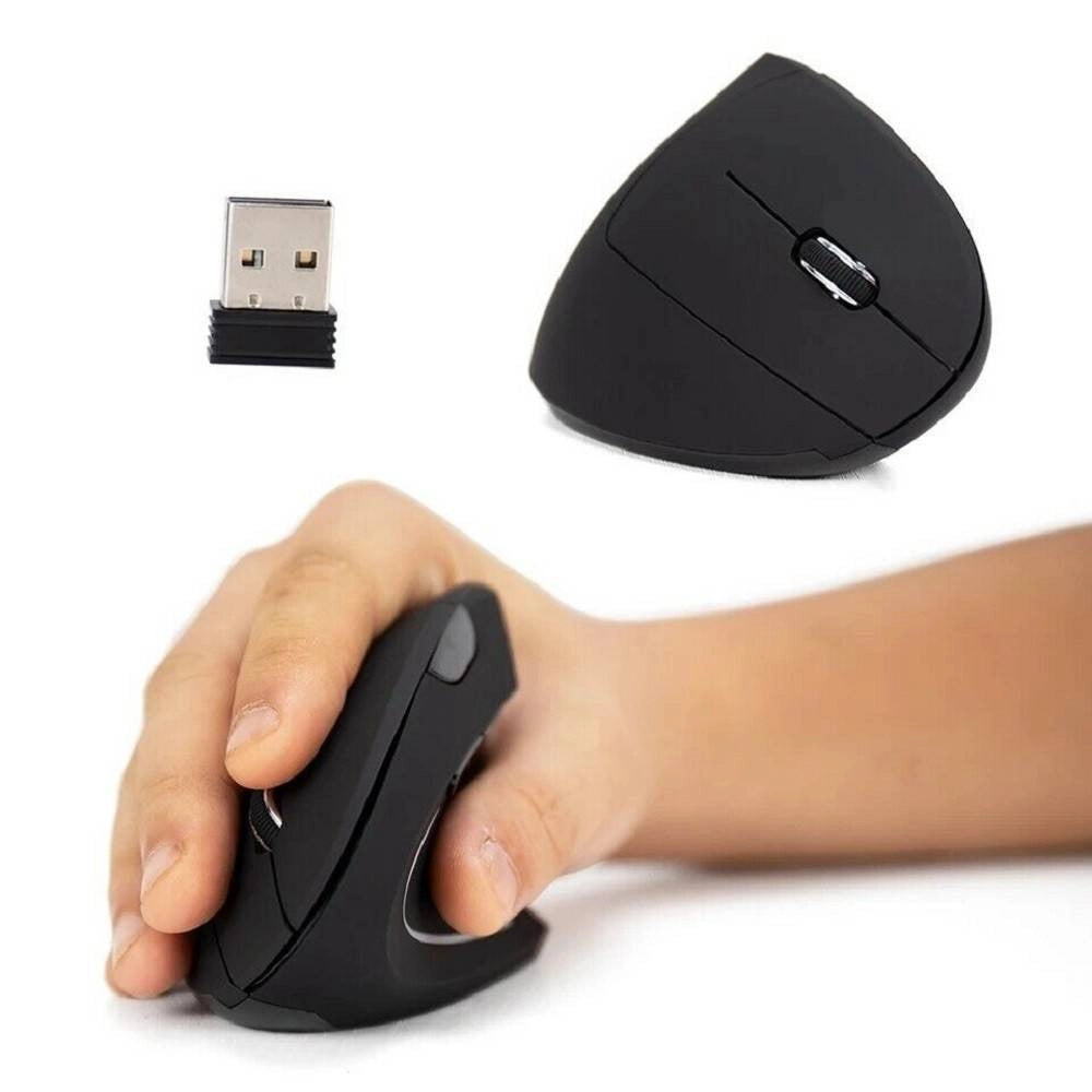 Trade Shop - Mouse Verticale Wireless 2.4ghz Ergonomico Con 7 Luci Led Rgb Senza Fili W9002 -