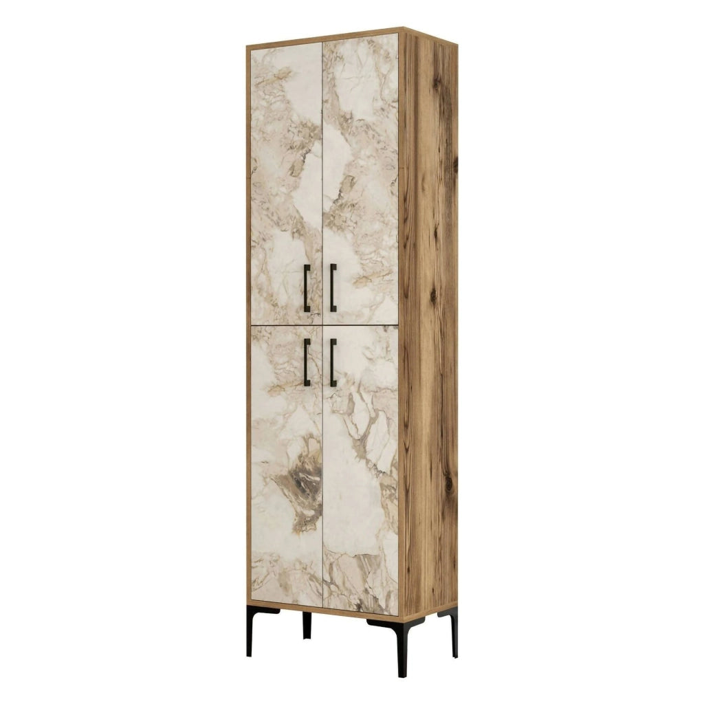 Amata, Armadio Multiuso Grande 5 Ripiani, 60x200h cm Marrone Noce