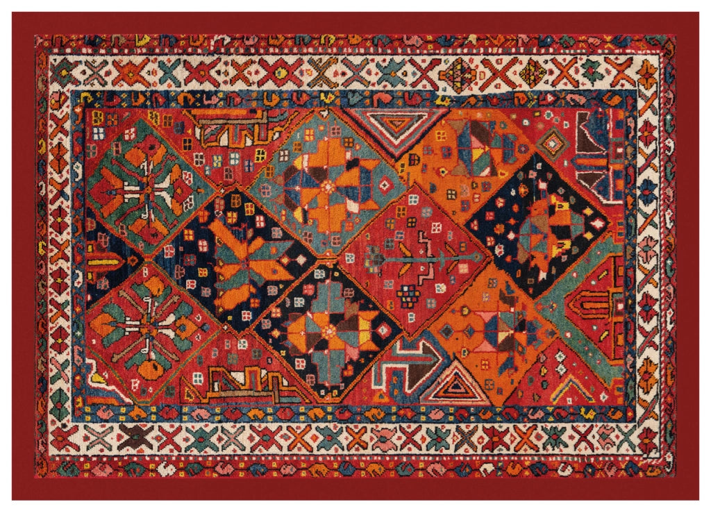 Tappeto Antiscivolo Stampa Digitale Linea Emozioni D'Oriente Bakhtiari Arancio - 108x154 - Arancio