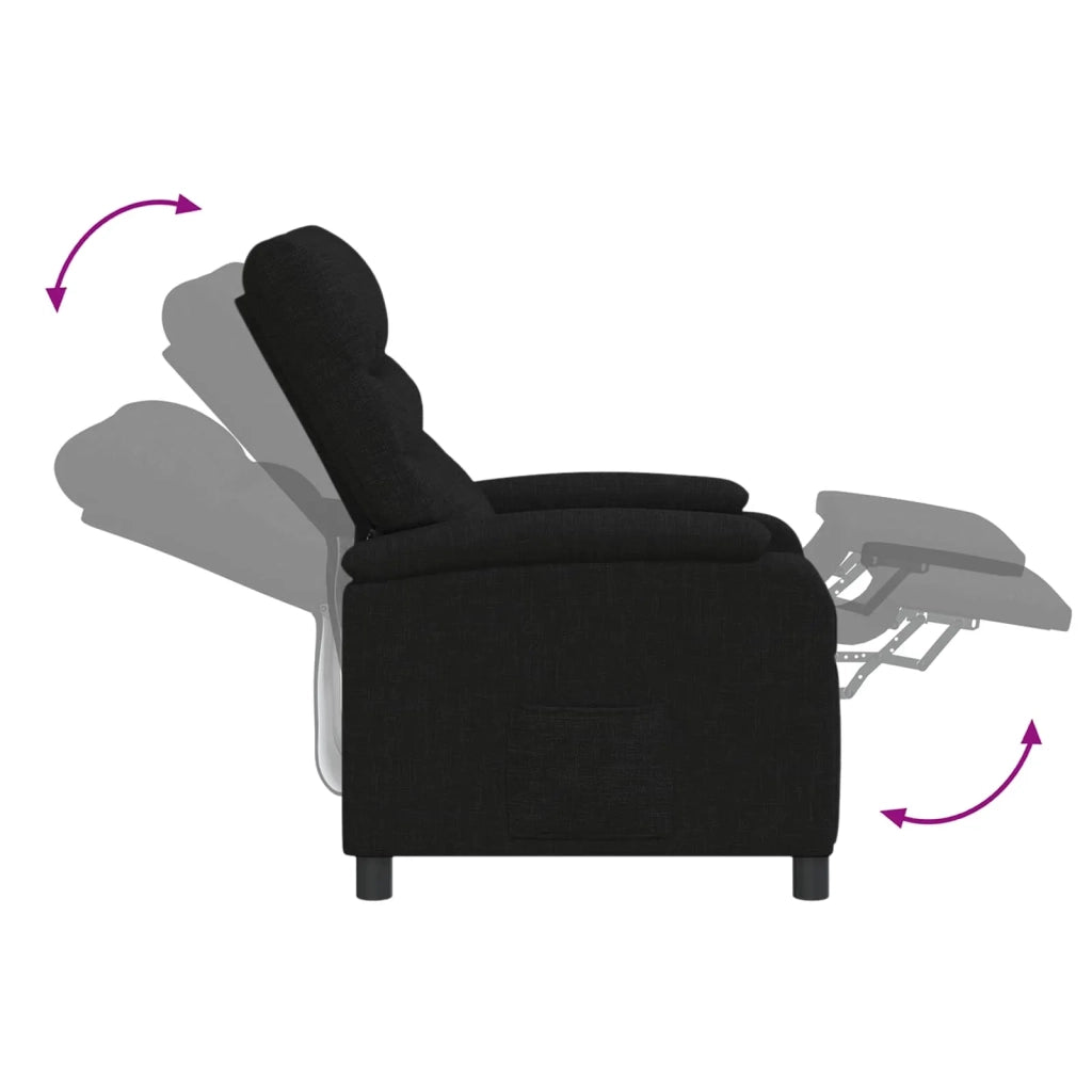 Divano Sedia-Poltrona reclinabile Nero Tessuto 883980