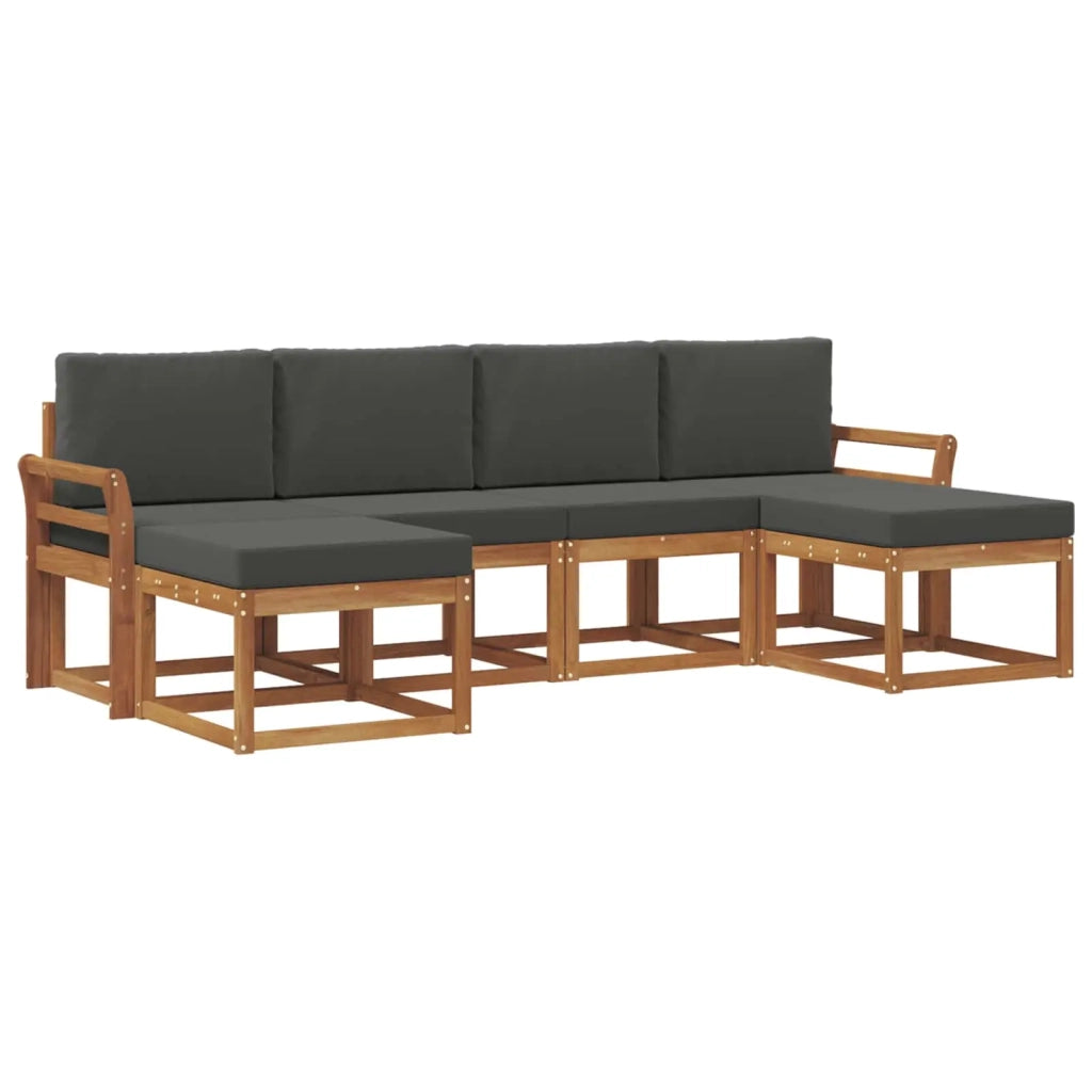 Set di divani da esterno con cuscino 6 pcs Naturale e Antracite 3366780