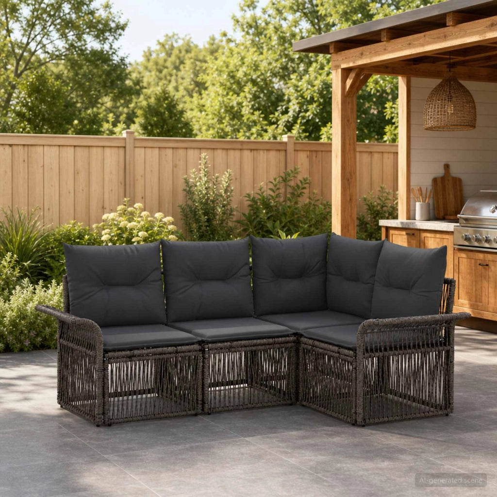 Set Divano da Giardino 4 pz Grigio polyrattan 3434822