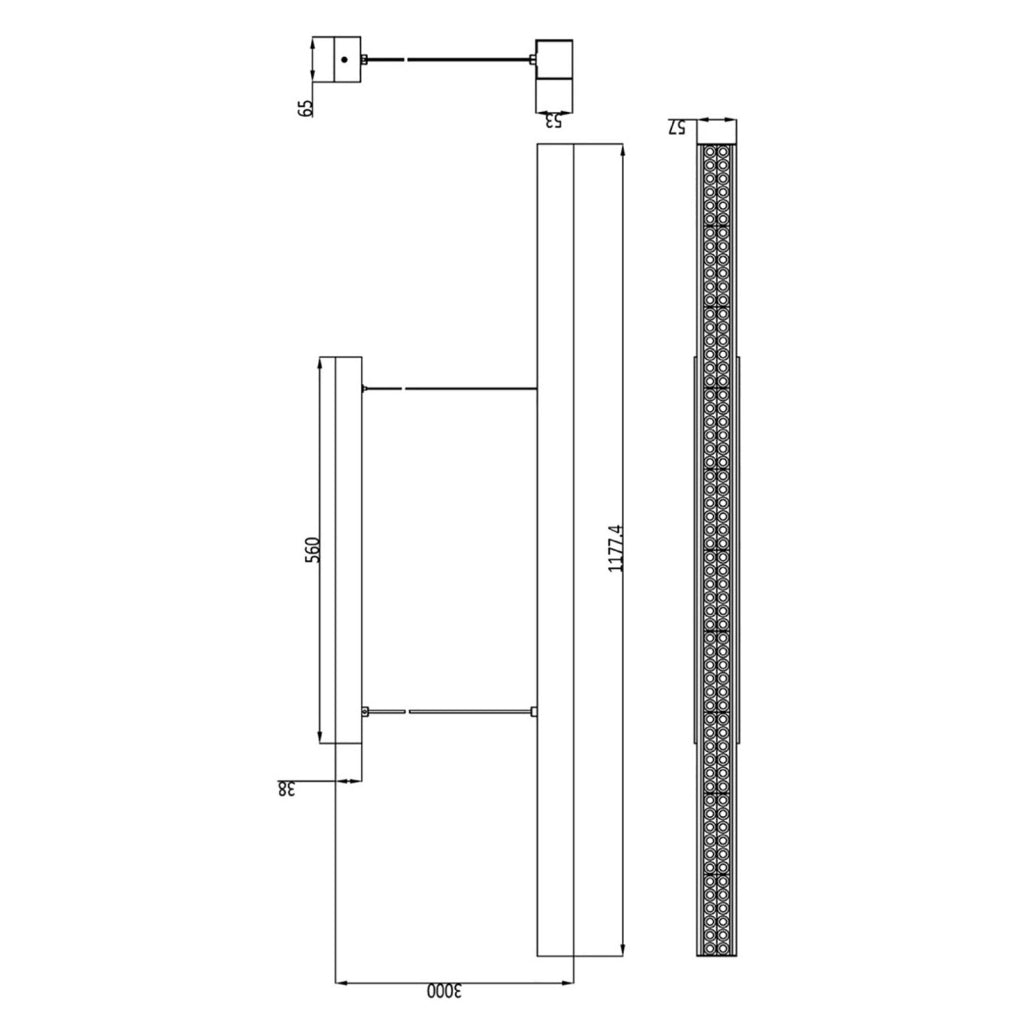 Lampadario LED 60W dimmerabile pendente barra sospensione doppia emissione 4000K luce indiretta scrivania ufficio NERO