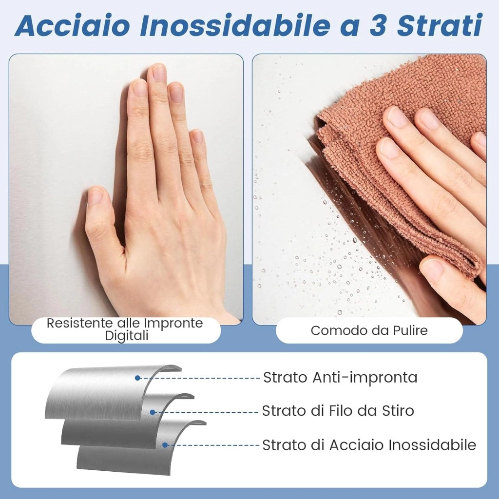 56L Pattumiera Differenziata, Pattumiera in Acciaio Inossidabile a 3 Scomparti con Coperchi, Sensore di Movimento, Coperchio a Chiusura Lenta per Cucina Soggiorno Ufficio (Argento)
