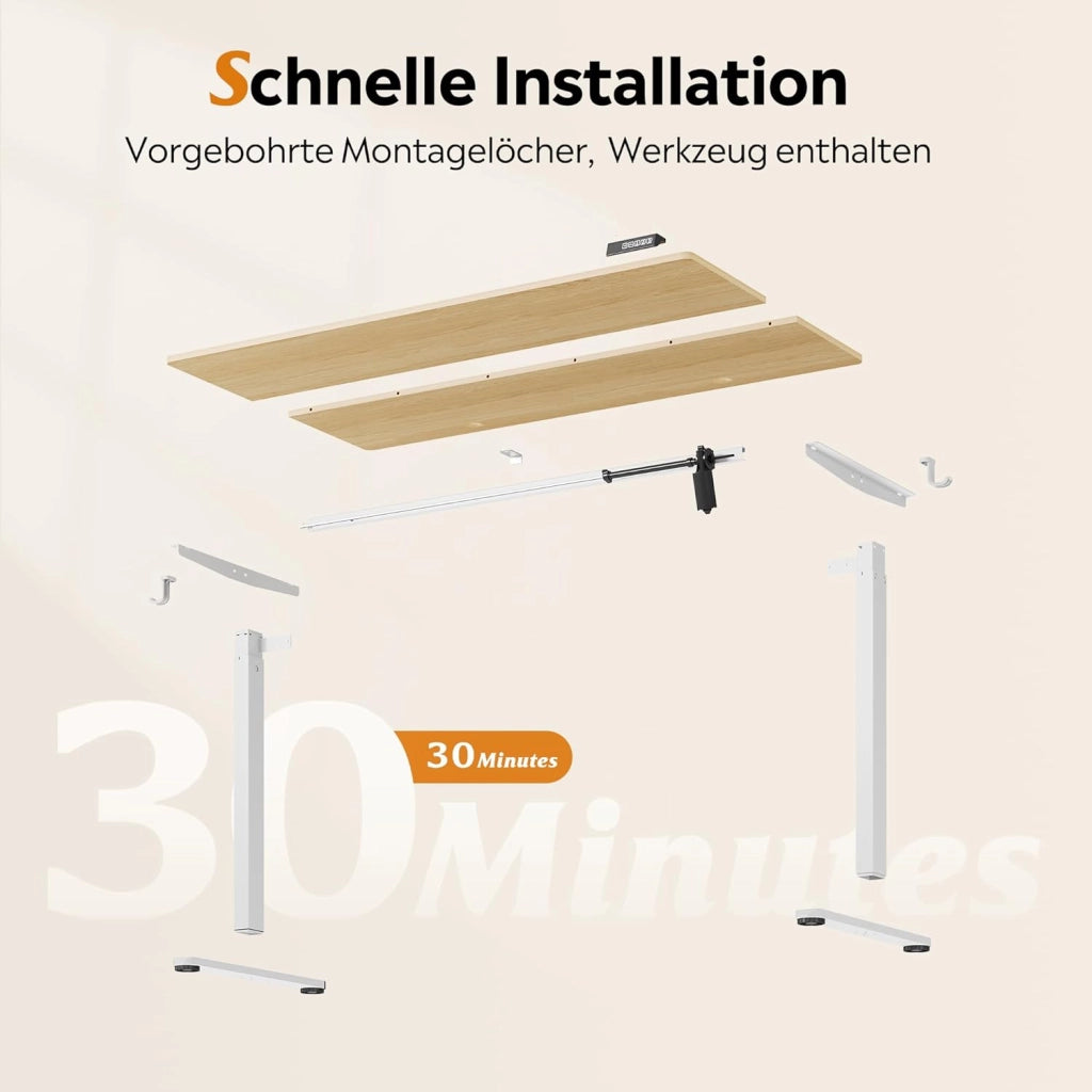 Scrivania regolabile in altezza ¨C zephmum ¨C Rovere, 120x60x72-118 cm